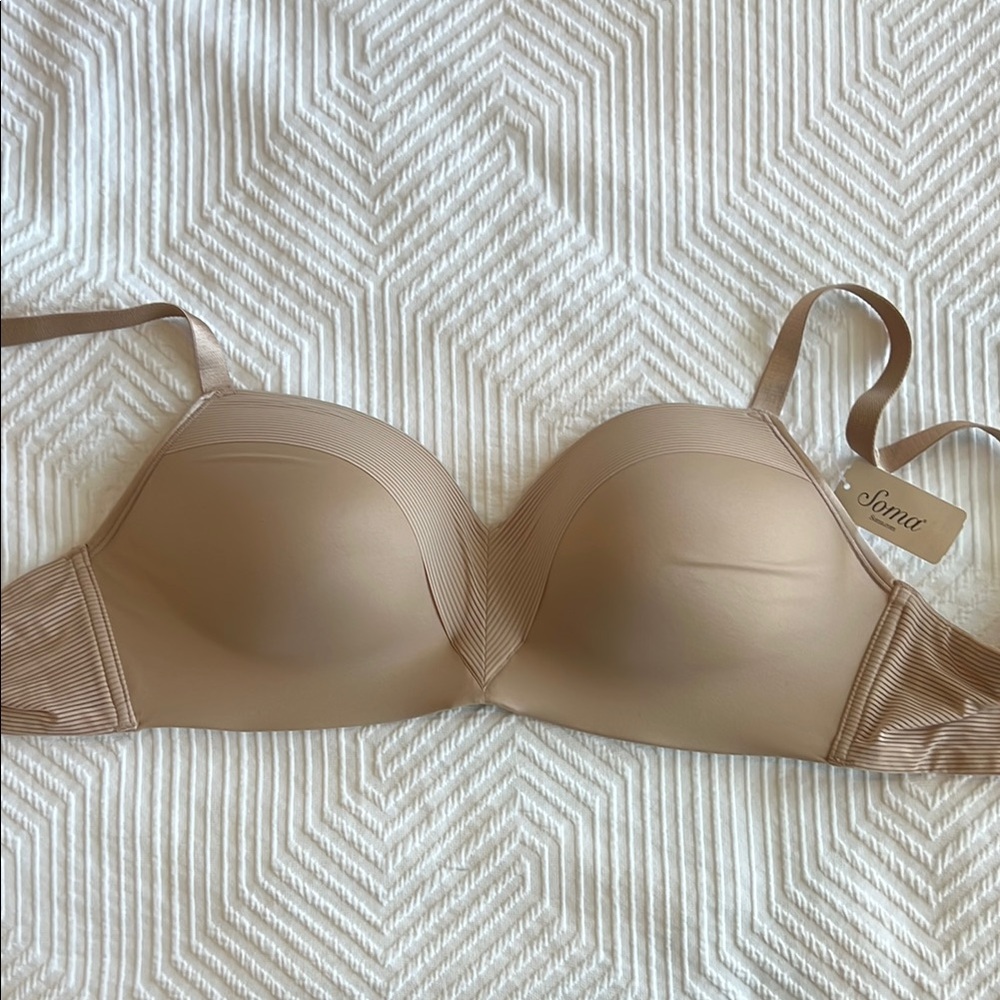 Soma Women's cooling wireless soft tan bra